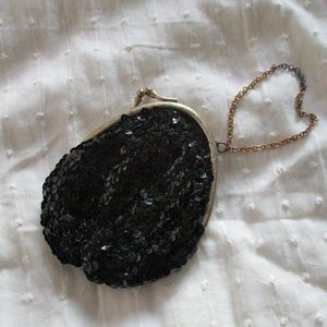 Vintage black sequin wristlet